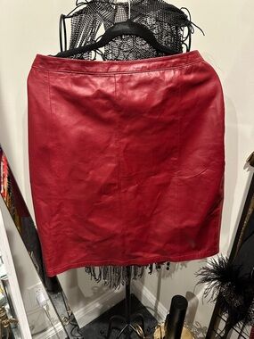 Women’s Red Leather Pencil Skirt size 12